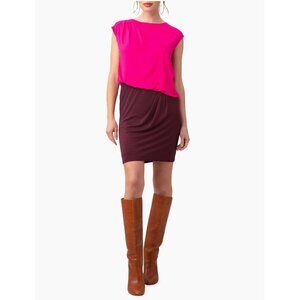 Trina Turk 5th Avenue Colorblocked Blouson Minidress in Pink Burgundy size S